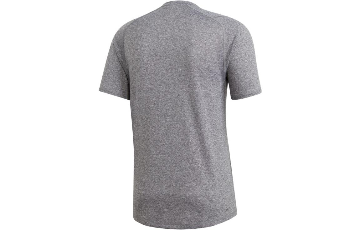 Men's adidas Solid Color Alphabet Logo Round Neck Short Sleeve Gray T-Shirt DZ8444