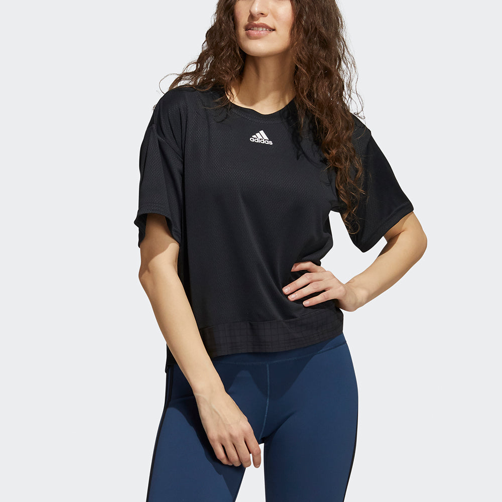 (WMNS) adidas Trn T Heat.Rdy Mesh Splicing Sports Round Neck Short Sleeve Black T-Shirt GR8225