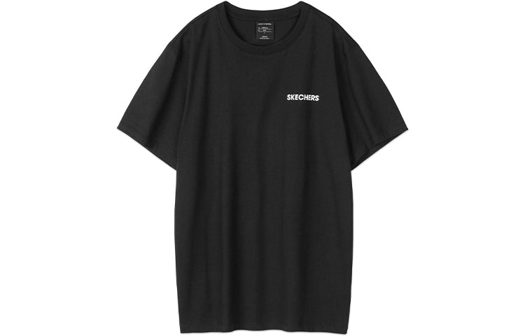 Skechers Knit Printing Short Sleeve Couple Style Black L220U067-002K