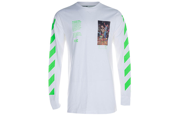 Off-White Printing Cotton Round Neck Long Sleeves Ordinary Version White OMAB001R201850140188