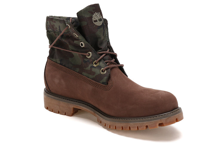 Timberland Roll Top Mid-Top Boots 'Brown Green Camouflage Print' A1UCN243