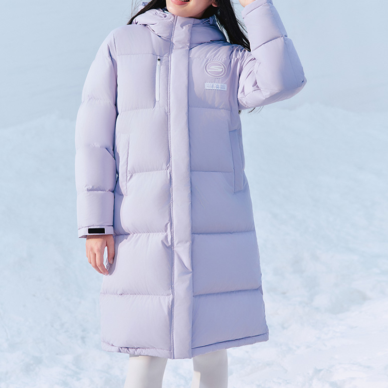 (WMNS) Skechers Letter Printed Long Down Jacket 'Purple' P423W124-010Y