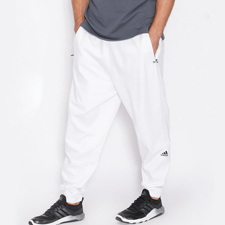 adidas ZNE logo Knit Casual Loose Sports Long Pants White AZ3007