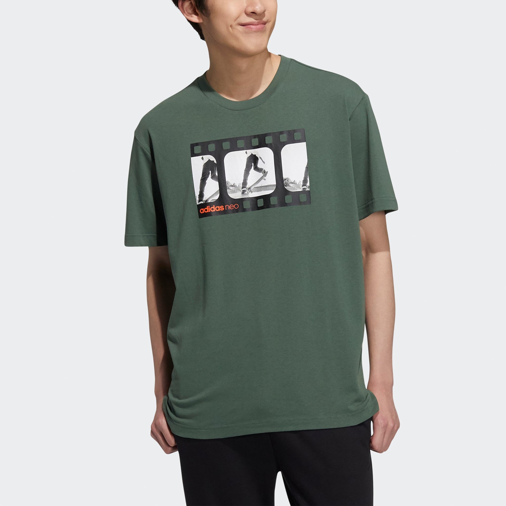 adidas neo M Brlv Tee3 Casual Sports Pattern Printing Short Sleeve Green H59453