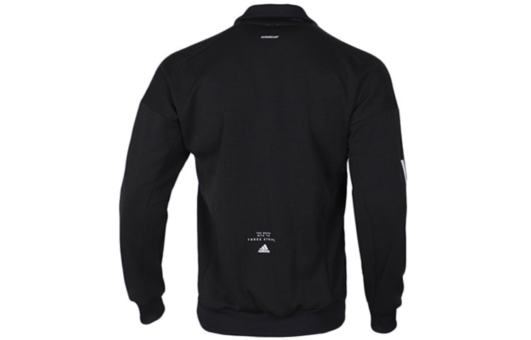 adidas Plaid Knitted Casual Jacket Men Black FM5322