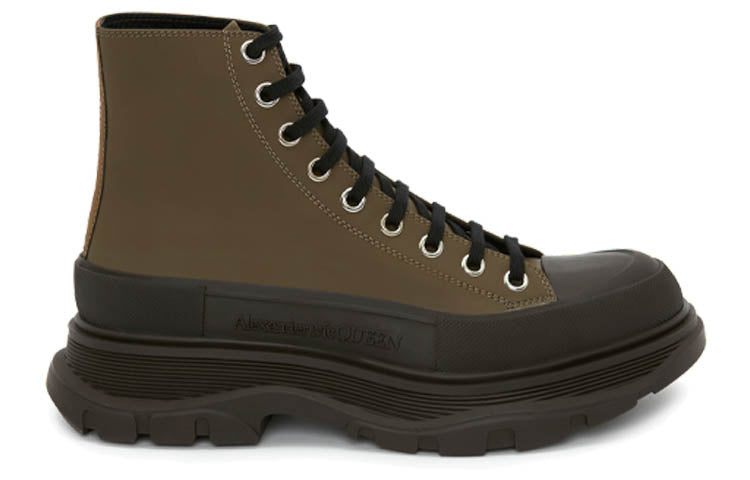 Alexander McQueen Leather Ankle Boots 'Khaki Green' 627206WHYK33238