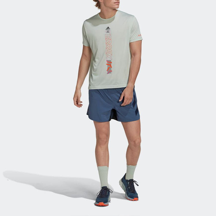 Men's adidas Alphabet Logo Printing Round Neck Short Sleeve Japanese Version Green T-Shirt HI6196