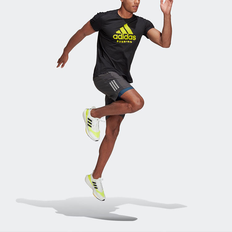 adidas Run Logo Tee M Running Sports Printing Short Sleeve Black GJ6472