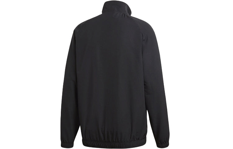 Men's adidas Logo Printing Solid Color Casual Sports Jacket Black CE9042