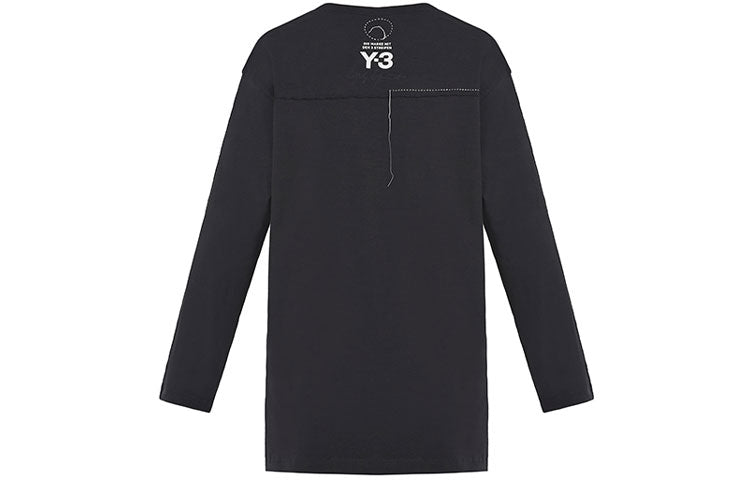 Men's Y-3 SASHIKO LS TEE Round Neck Pullover Long Sleeves Black T-Shirt DP0541