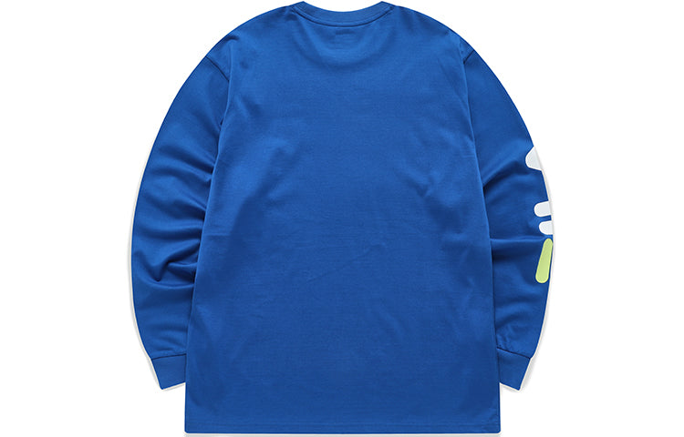 FILA FUSION Logo Printing Knit Loose Sports Round Neck Long Sleeves Couple Style Blue T11U156204F-DB