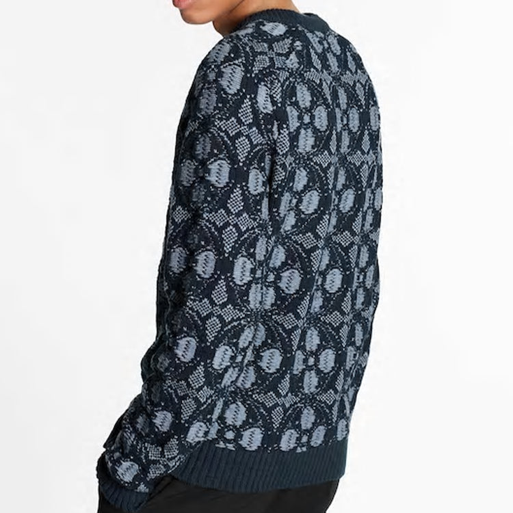 LOUIS VUITTON LV Floral Jacquard Crewneck Sweatshirt For Men Blue 1A89YG