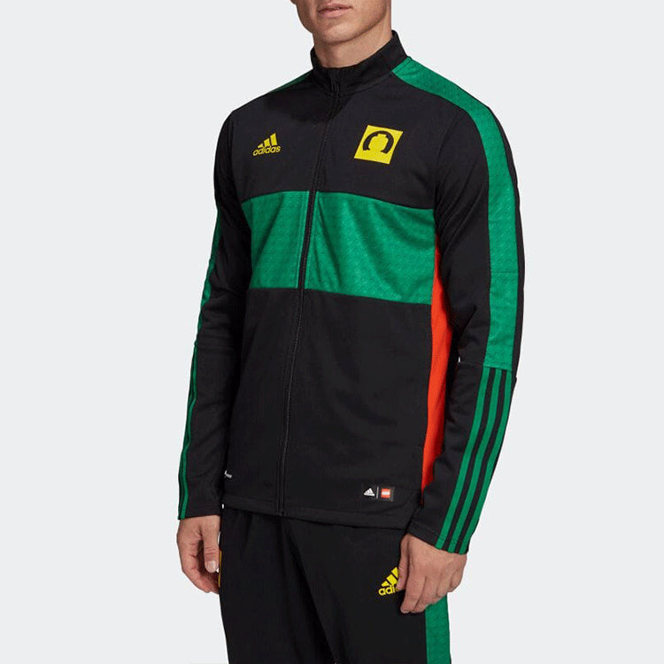 Men's adidas Colorblock Stand Collar Zipper Gym Jacket Japanese Version Black HC9800