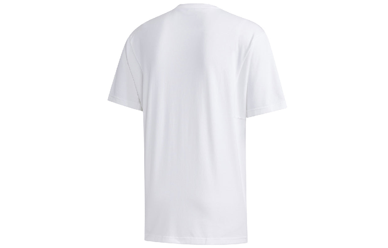 adidas neo Colorblock Alphabet Printing Sports Round Neck Short Sleeve White FP7351
