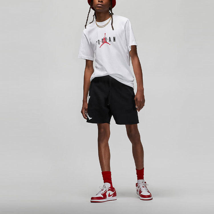 Men's Air Jordan Air Logo Alphabet Printing Round Neck Casual Short Sleeve White T-Shirt DM1462-100