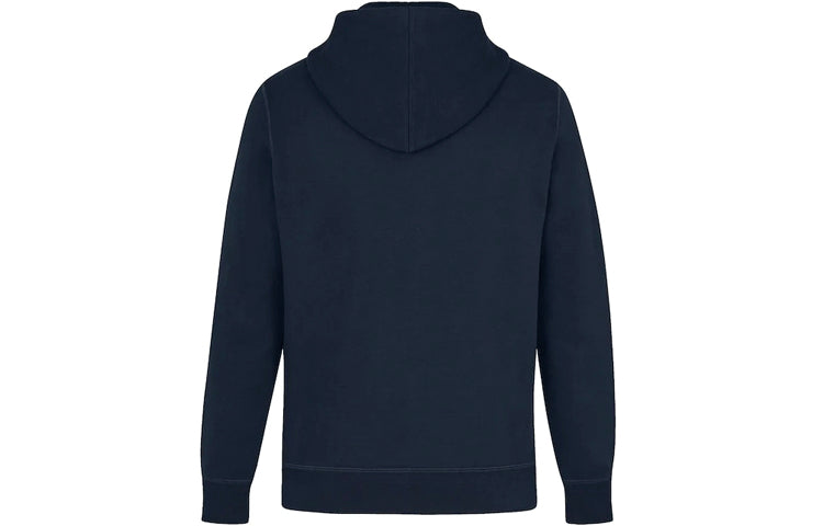 Men's LOUIS VUITTON Solid Color Drawstring Hood Zipper Long Sleeves Navy Blue 1A47RN