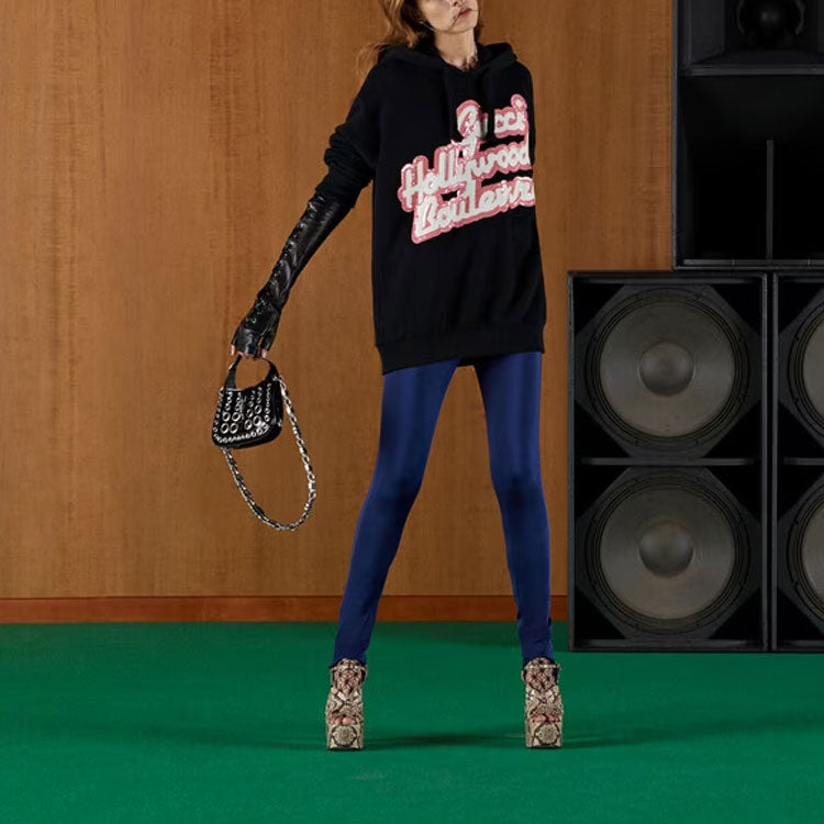 (WMNS) Gucci Hollywood Boulevard Sequinned Hooded Sweatshirt 'Black' 615061-XJEF8-1043