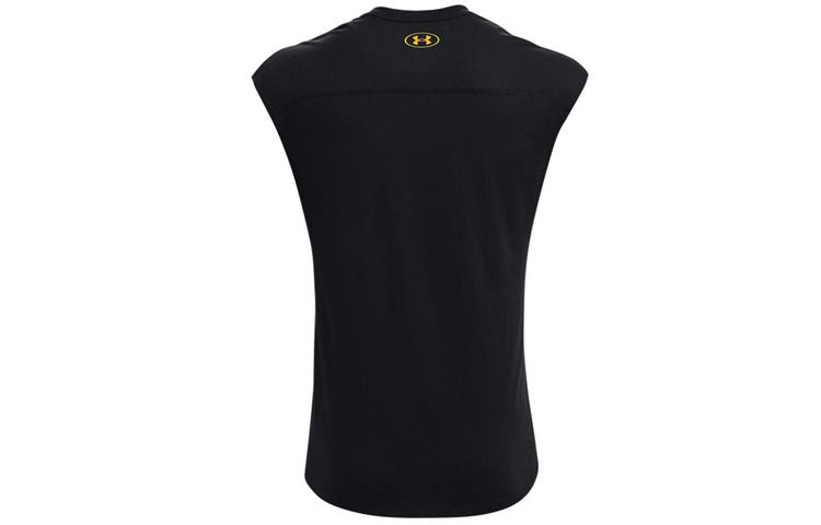 Men's Under Armour Round Neck Alphabet Printing Sleeveless Black 1367129-001