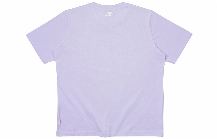 (WMNS) New Balance Chest Logo Printing Sports Short Sleeve Version Purple NEA2E042-DV