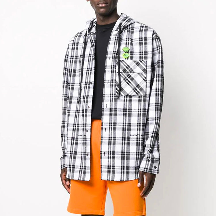 Off-White Stripe Hooded Long-sleeve Shirt Unisex White OMGA099R20G710010100