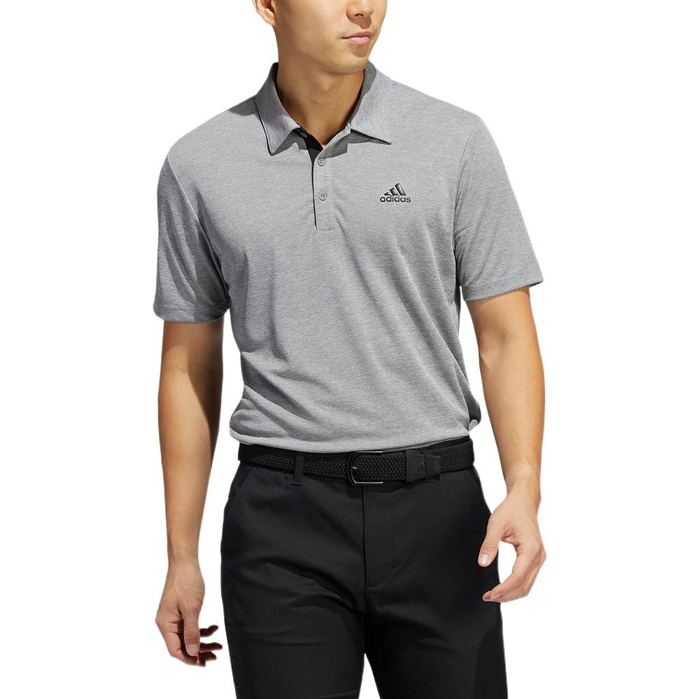 Men's adidas Solid Color Logo Pullover Short Sleeve Sports Gray Polo Shirt H56774