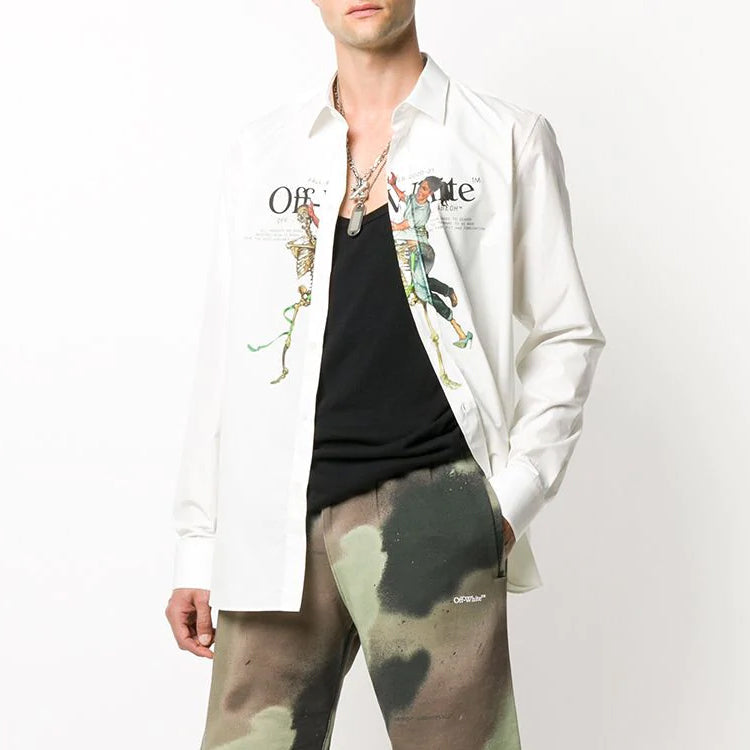 Off-White Chest Painting Printing Shirt White OMGA138F20FAB0020140
