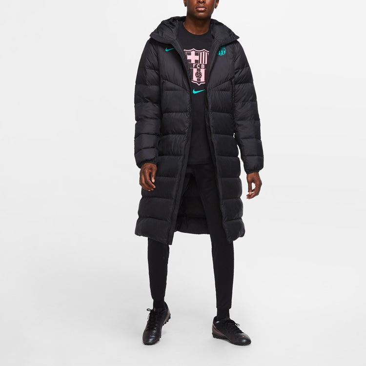 Nike Strike Solid Color logo hooded Soccer/Football Down Jacket Black DB9879-010