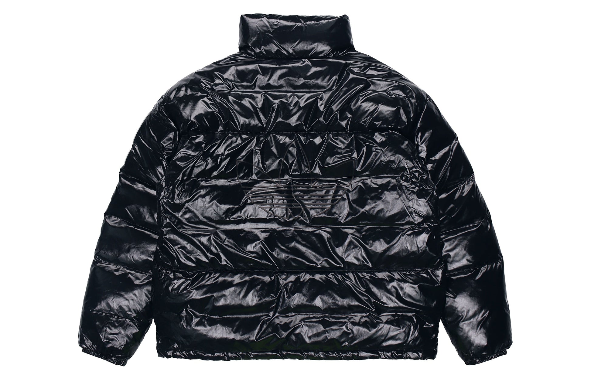 Men's adidas originals Solid Color Zipper Long Sleeves Stand Collar Black Down Jacket H66013