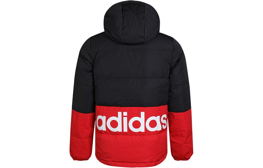 adidas neo hooded Stay Warm Casual Down Jacket Black Red GJ8788
