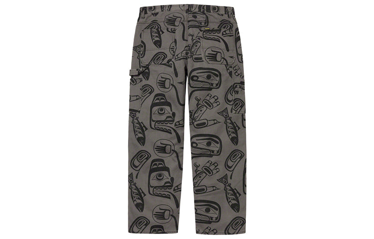 Supreme FW19 Week 7 Painter Pant Printing Pattern Casual Long Pants Unisex Gray SUP-FW19-697