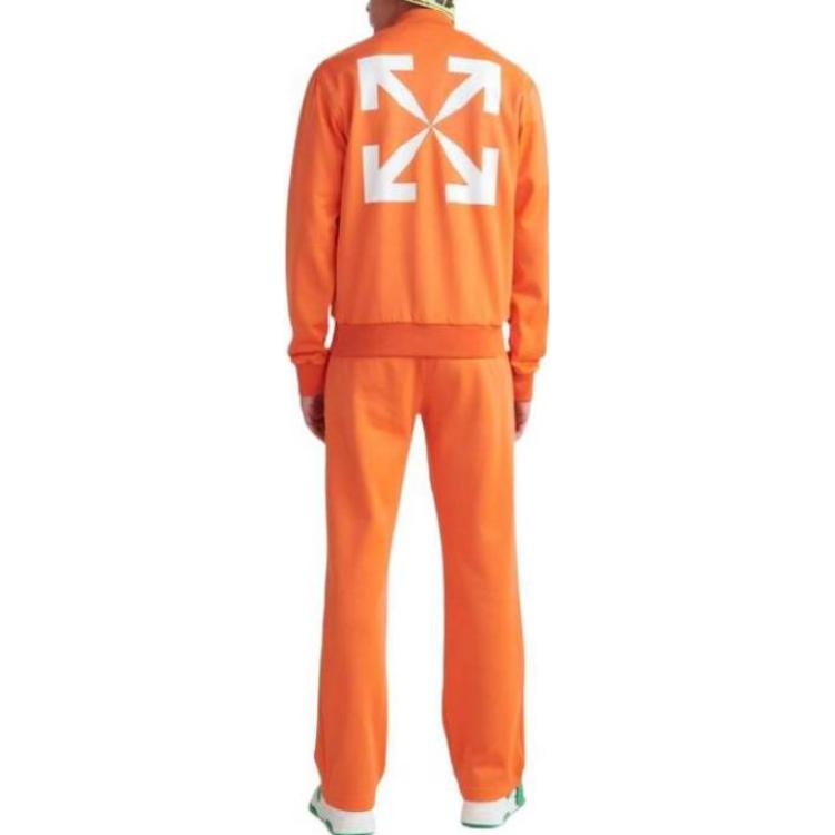 Off-White SS22 Arrow Pattern Printing Zipper aviator Jacket Version Orange OMBD037S22FAB0022-001