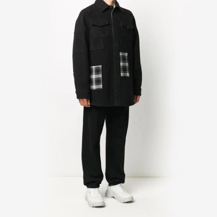 Off-White Plaid Pockets Buttoned Oversized Shirt OMEA227E20FAB0021001