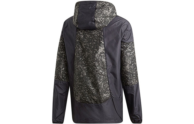 adidas originals Splicing logo Printing Casual Hooded Jacket Black DW5170