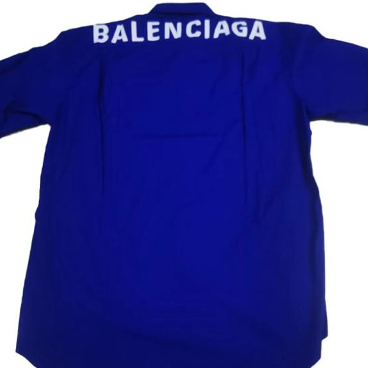 Balenciaga Back Logo Cotton Poplin Shirt 'Blue' 556913TEM164210