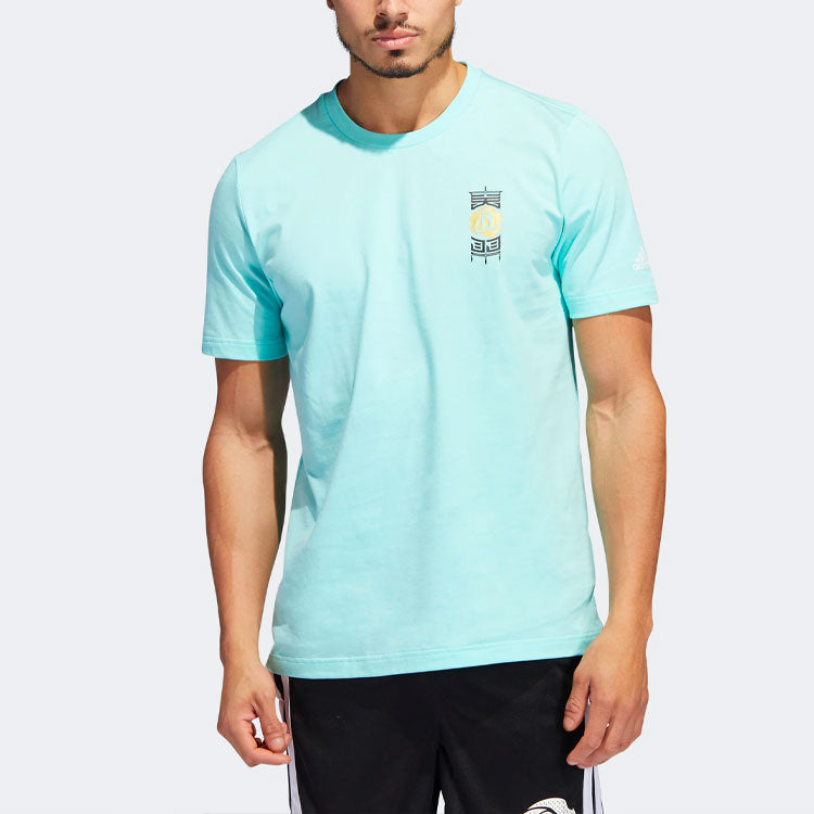 Men's adidas Rose 3 King Tee Basketball Tactical Board Pattern Printing Sports Short Sleeve Blue T-Shirt HI1489