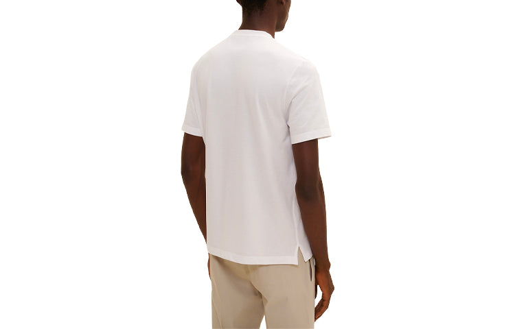 Men's HERMES SS21 Pocket Round Neck Pullover Short Sleeve White H157900HA903