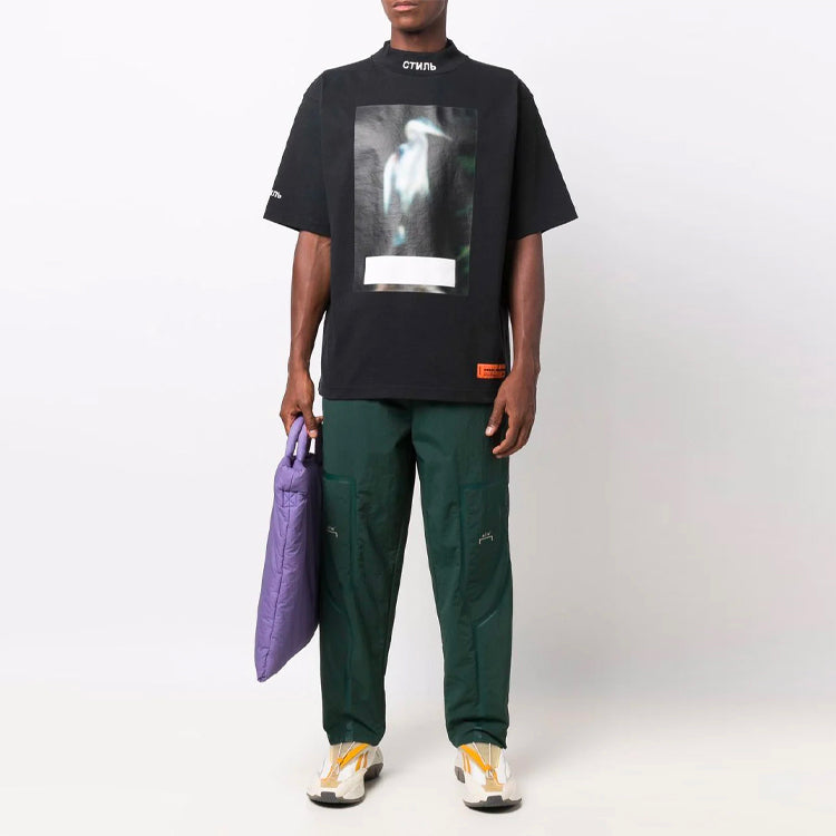 HERON PRESTON FW21 Censored Heron Turtleneck T-shirt 'Black Grey' HMAA021F21JER0011005