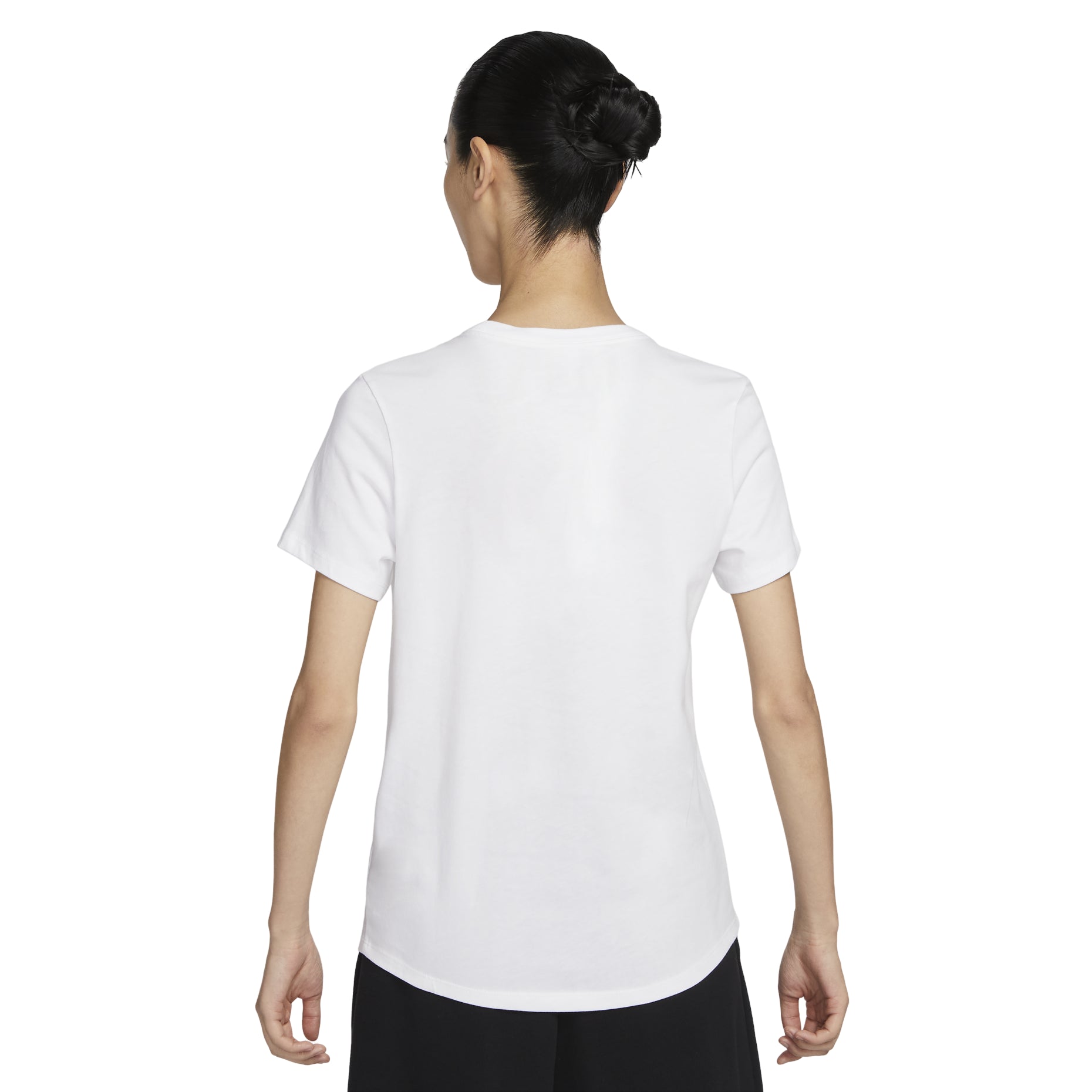 (WMNS) Nike Sportswear Essentials Logo T-shirt Asia Sizing 'White Black' DX7907-100