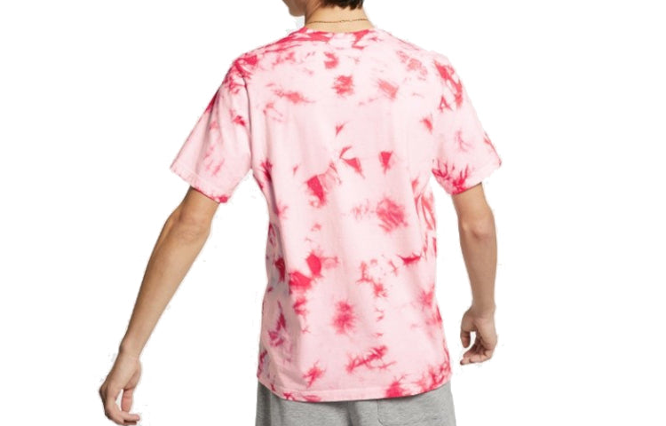 Nike Air Alphabet Logo Printing Tie Dye Short Sleeve Pink BQ0080-100