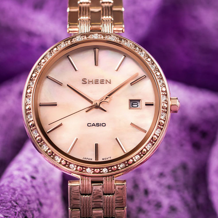 CASIO Female SHEEN Japan / South Korea Fashion Rose Gold Analog SHE-4052PG-4A
