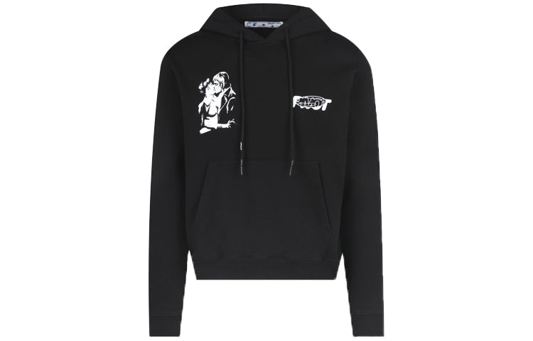 Off-White FW20 Kissing Printing Hooded Pullover Men Black OMBB034E20FLE0071001