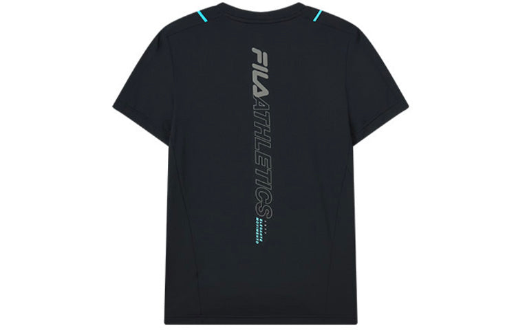 FILA Logo Alphabet Printing Loose Round Neck Short Sleeve Black A11M122101F-BK