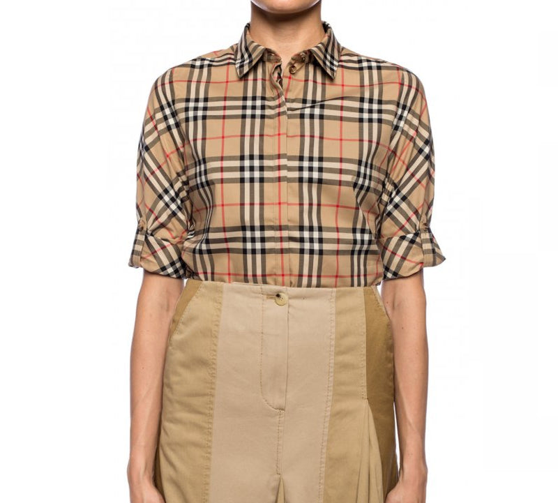 (WMNS) Burberry Vintage Check Stretch Cotton Twill ShirtPrice undefined 'Beige' 80184751