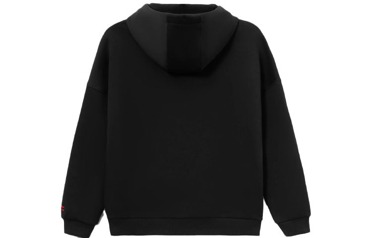(WMNS) Li-Ning Sports Stylish Series Gold Embroidered Hoodie 'Black Red' AWDS156-3