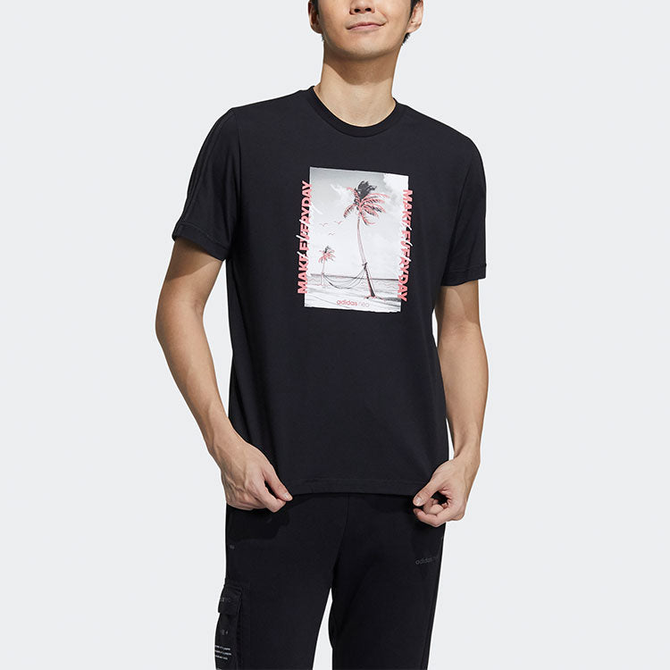adidas neo Athleisure Casual Sports Round Neck Short Sleeve Black GP5692