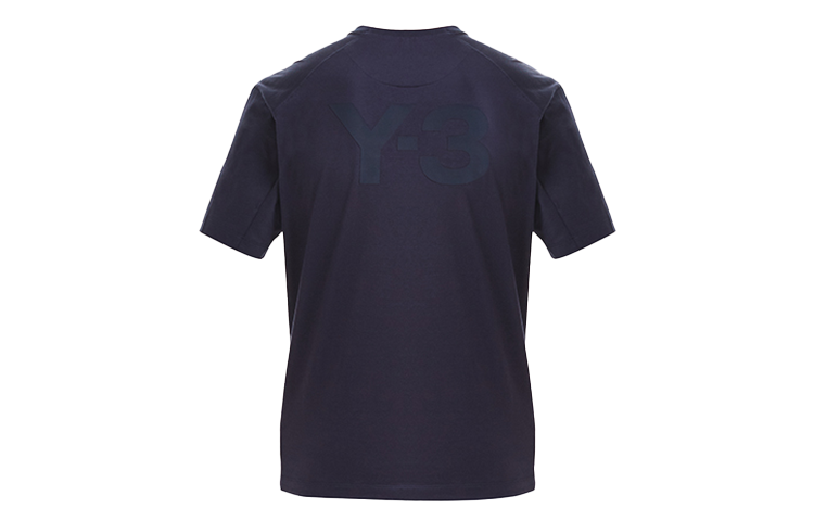 Men's Y-3 Basic Back Logo Casual Short Sleeve Navy Blue FN3350
