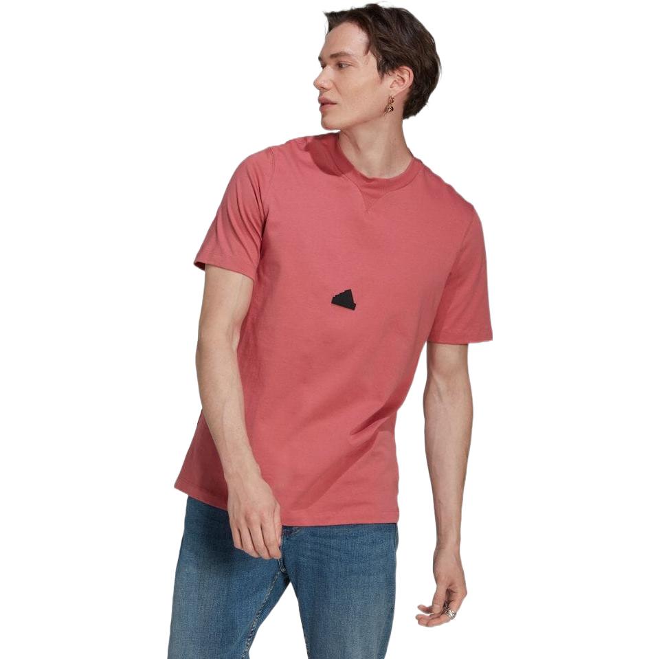 Men's adidas Solid Color Logo Printing Casual Short Sleeve Watermelon Red T-Shirt HN1962