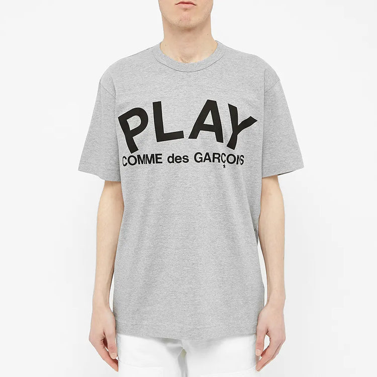 COMME des GARCONS PLAY Word Logo Short Sleeve Gray Black P1T080-1