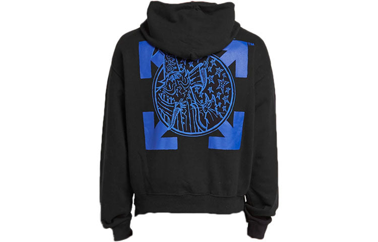 Men's Off-White Wizard and Cat Over Arrow Logo Loose Fit Black OMBB037F19E300171030