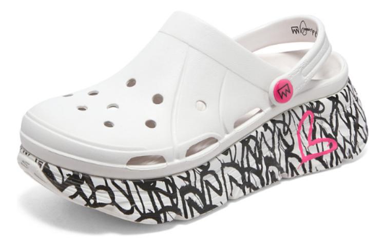 (WMNS) Skechers Max Cushioning Foamies 'White Black Pink' 111324-WHT